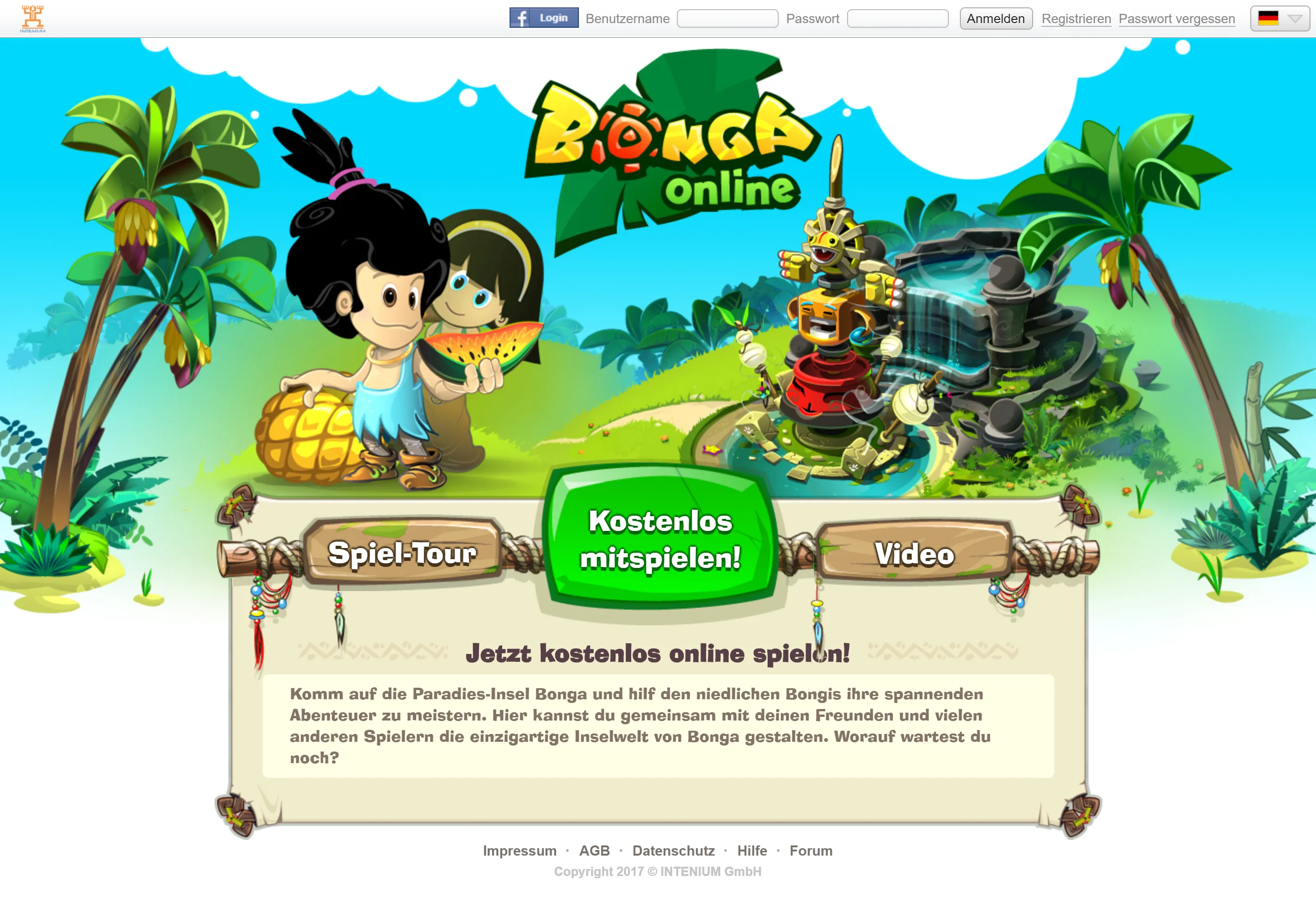 Bonga Online — full-page screenshot