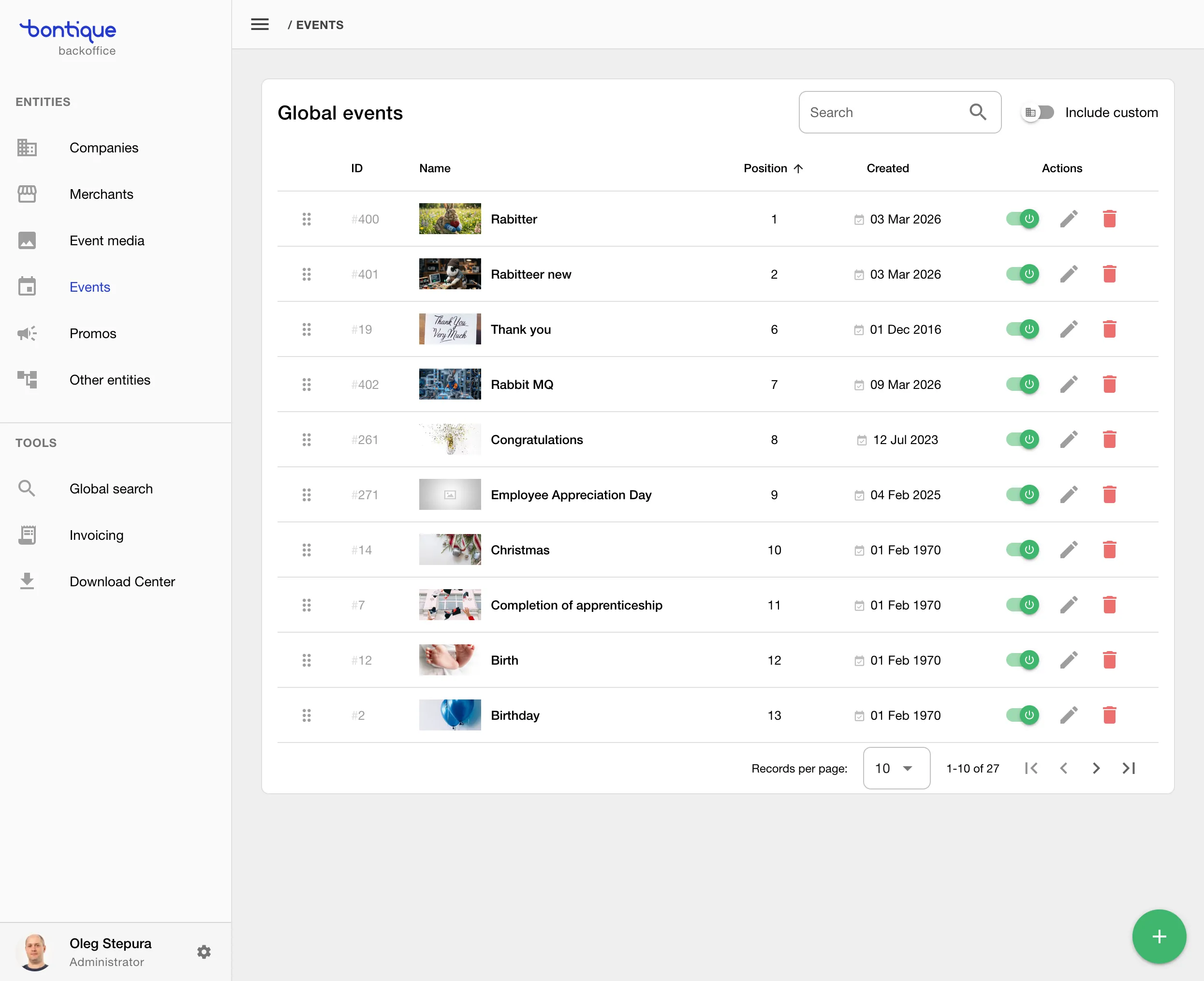 Bontique Backoffice — full-page screenshot