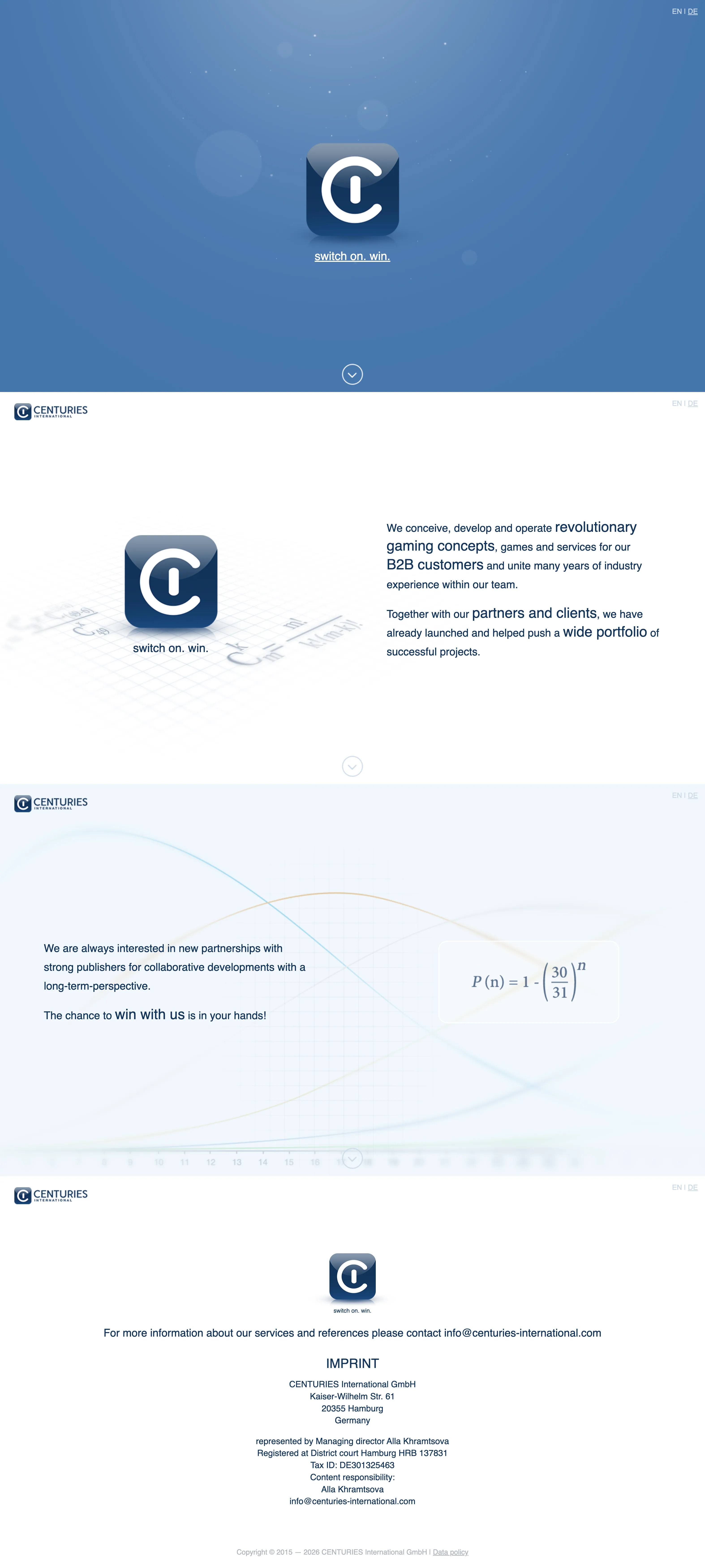 Centuries International — full-page screenshot