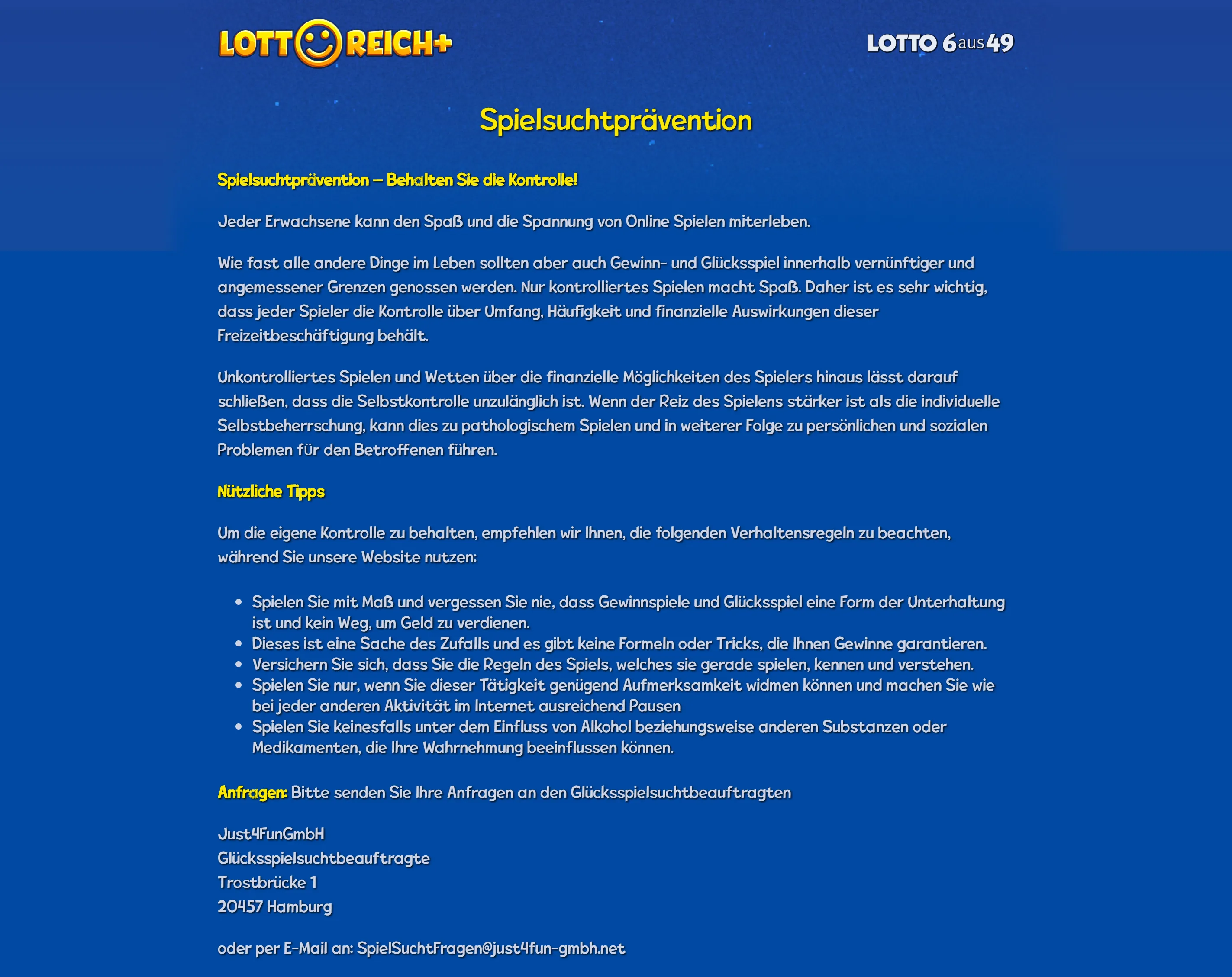 Lotto Reigh Plus / legal pages — full-page screenshot