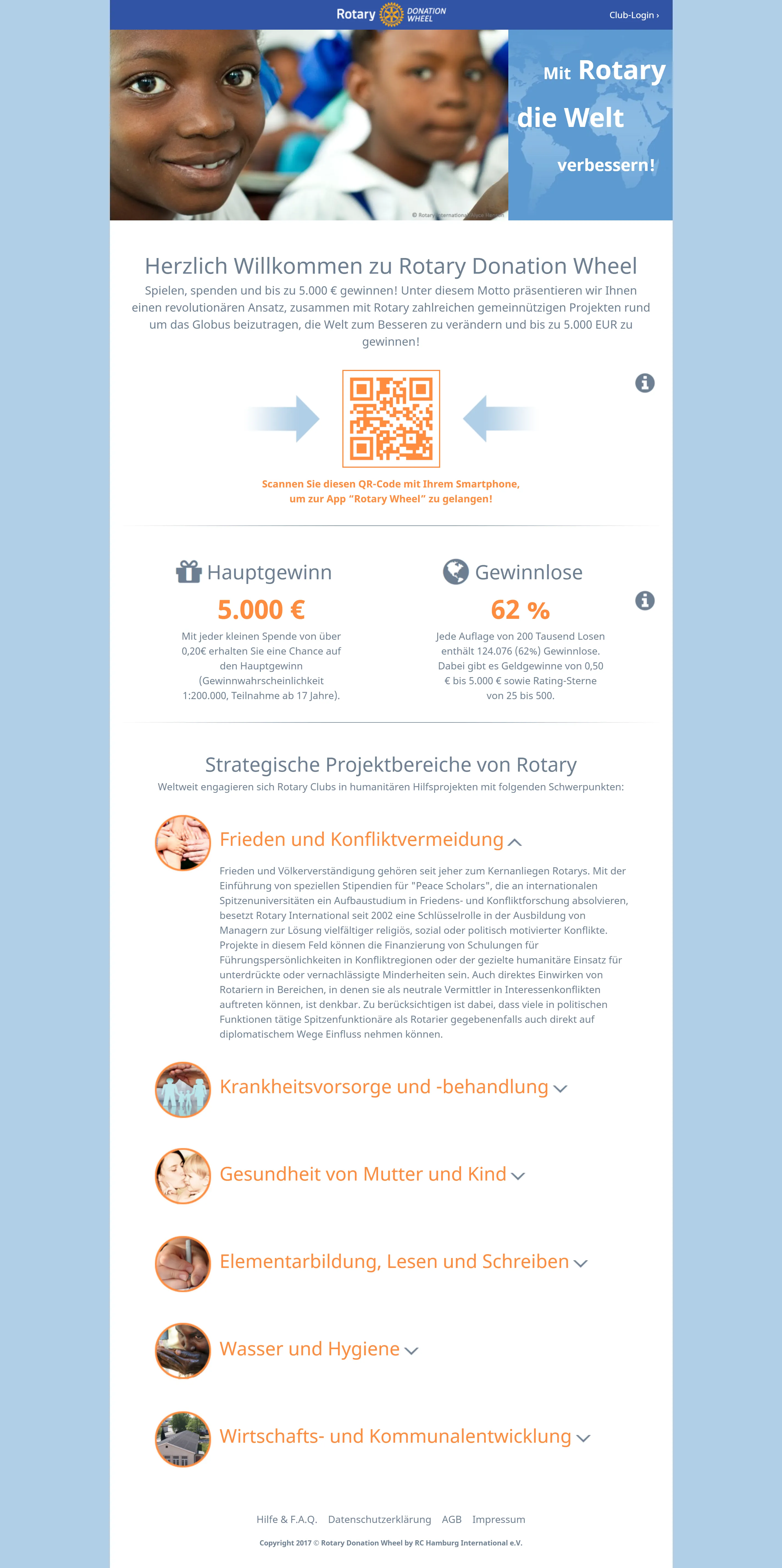 Rotary Donation Wheel / landing — full-page screenshot